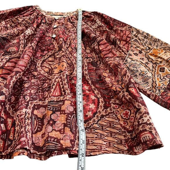 Chufy Nile Tales Floral Peasant Blouse Red S Balloon Sleeve Boho Cottagecore - Picture 12 of 13